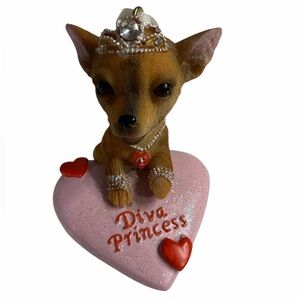 Ceramic Sparkly Diva Princess Chihuahua Dog Ornament